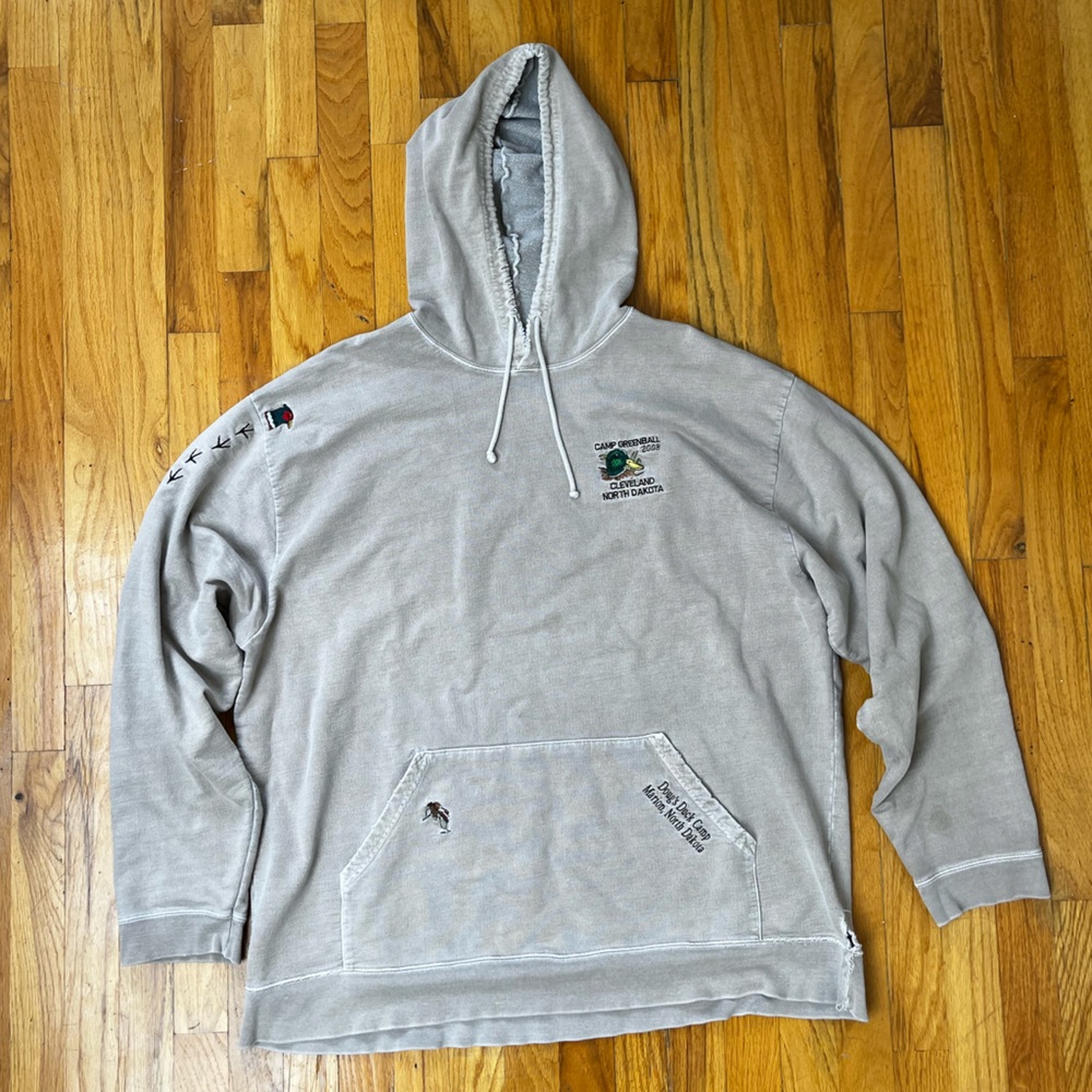 Distressed embroidered hoodie